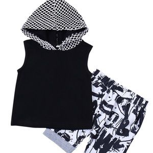 Boutique Sleeveless Hoodie & Graffiti Short Set
